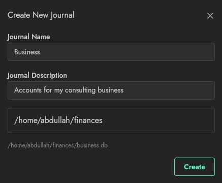 Screenshot showing that the journal is stored locally on your device.